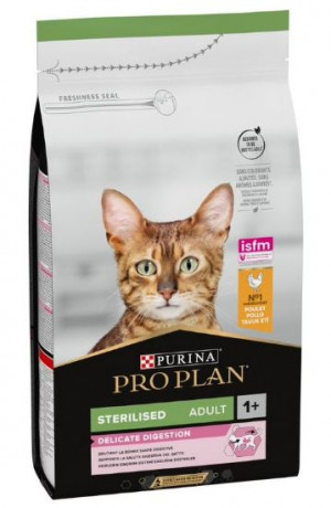 PRO PLAN STERILISED Cat Chicken DIGEST - sausā barība kaķiem 1.5kg