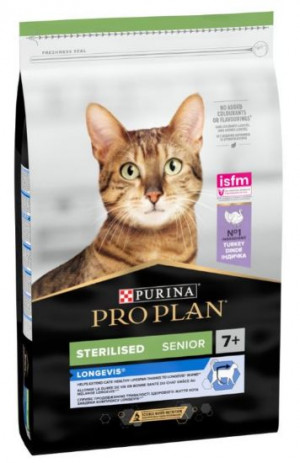 PRO PLAN STERILISED Cat SENIOR (LONGEVIS) 7+ sausā barība sterilizētiem kaķiem 10kg