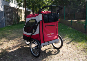 Petstro Large 3-Wheel Buggy, Red/Grey - rati mājdzīvnieku pārvadāšanai, sarkani