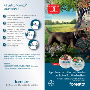 Foresto 4,50 g + 2,03 g pret ērcēm/ blusām kakla siksna lieliem suņiem (no 8 kg) 70cm x 2 gab.