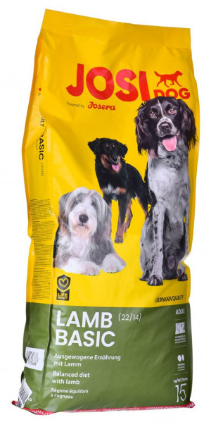 Josera JosiDog Lamb Basic 15kg Cena norādīta par 1 gb. un ir spēkā pasūtot 2 gb.