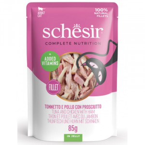 Schesir Pouch Tuncis, vistas fileja un šķiņķis želejā 6 x 85g