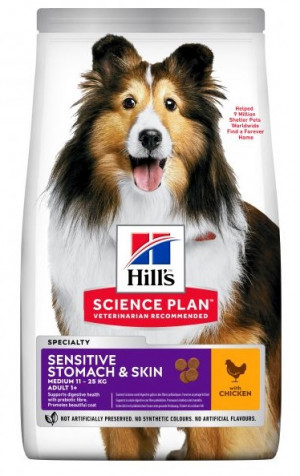 HILLS SP Hill's Science Plan™ MEDIUM ADULT SENSITIVE STOMACH&SKIN ar vistu 2 x 2.5kg