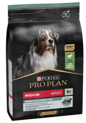 PRO PLAN Medium Adult Dog Sensitive Digestion OptiDigest - sausā barība vidēja lieluma šķirņu suņiem ar jutīgu gremošanas sistēmu 3kg