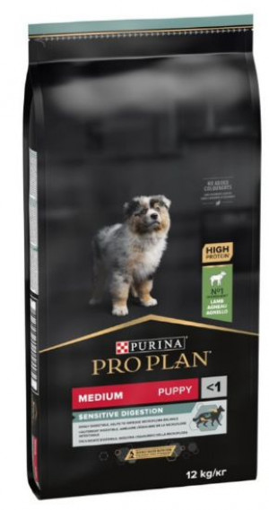 PRO PLAN Medium Puppy Sensitive Digestion OptiDigest - sausā barība kucēniem ar jutīgu gremošanu 12kg