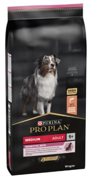 PRO PLAN Medium Adult Dog Sensitive Skin OptiDerma - sausā barība suņiem ar jutīgu ādu 14 kg