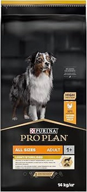 PRO PLAN All Sizes Adult Dog Light/Sterilised - sausā barība suņiem ar tendenci uz virsnormas svaru 14 kg