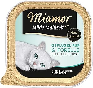 MIAMOR Milde Mahlzeit 100g - konservi ar mājputnu gaļu un foreli