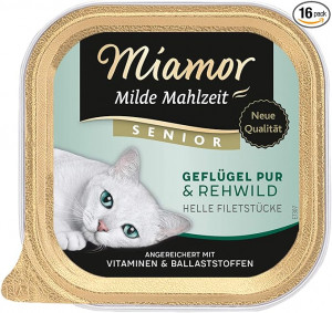 MIAMOR Milde Mahlzeit Senior Poultry Pure&Deer 8x100g - ar mājputnu un brieža gaļu