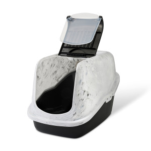 NOBBY Nestor Marble cat toilet home / Marble grey white - kaķu tualete