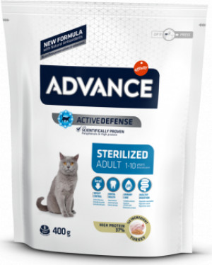 ADVANCE CAT STERILIZED TURKEY sausā barība kaķiem 400g