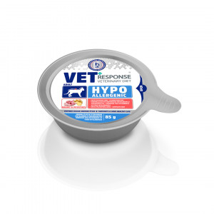 VET Response wet cat food Veterinary Diet Hypoallergenic - konservi kaķiem, trusis 85g