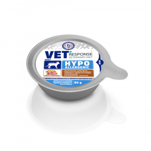 VET Response wet cat food Veterinary Diet Hypoallergenic - konservi kaķiem, pīle 85g