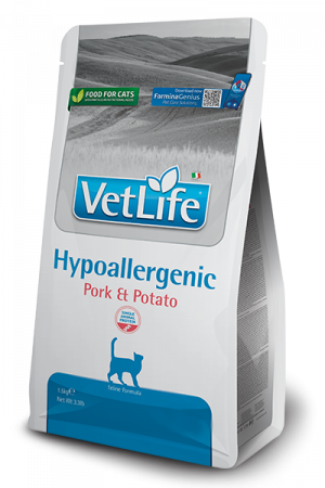 FARMINA VET LIFE HYPOALLERGENIC PORK & POTATO - sausā barība kaķiem 400g