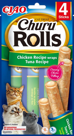 Inaba Churu Cat Rolls Chicken Wraps with Tuna 4x10g