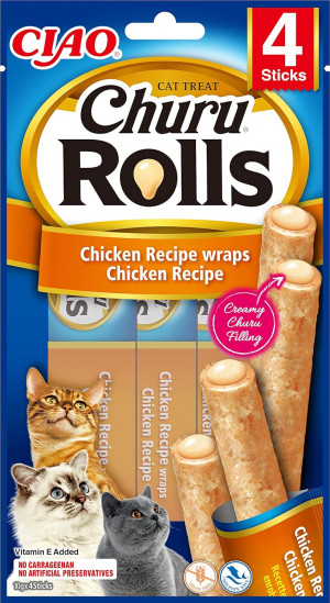 Inaba Churu Cat Rolls Chicken Wraps 4x10g