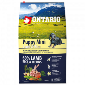 Sausā barība kucēniem – Ontario Dog Puppy Mini Lamb and Rice, 6.5 kg