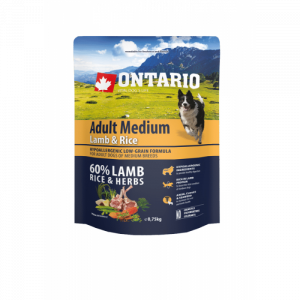 Sausā barība suņiem - Ontario Dog Adult Medium Lamb and Rice, 0,75kg