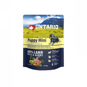 Sausā barība kucēniem - Ontario Dog Puppy Mini Lamb and Rice, 0.75kg