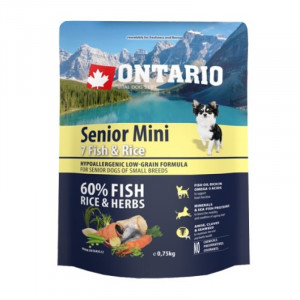 Sausā barība suņiem - Ontario Dog Senior Mini Fish and Rice, 0.75kg