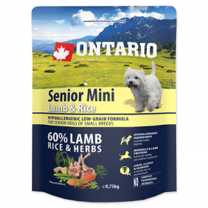 Sausā barība suņiem - Ontario Dog Senior Mini Lamb and Rice, 0.75kg