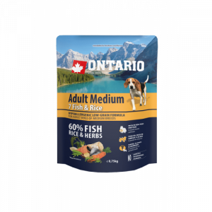 Sausā barība suņiem - Ontario Dog Adult Medium Fish and Rice, 750 gr