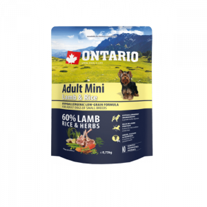 Sausā barība suņiem - Ontario Dog Adult Mini Lamb and Rice, 0.75 kg