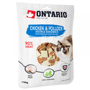 Gardumi kaķiem : Ontario Cat Chicken and Pollock Double Sandwich 50g x 3