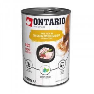 Konservēta barība kaķiem - Ontario Cat can Chicken with Rabbit flavoured with Cranberries 400g x 6