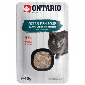 Konservi kaķiem – Ontario Soup Adult Ocean Fish with Vegetables, 40g