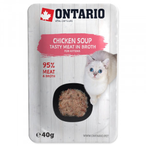 Konservi kaķēniem – Ontario Soup Kitten Chicken, Carrot with Rice, 40g x 6