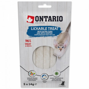 Gardums kaķiem – Ontario Lickable Treats with Tuna and Codfish, 5 x 14