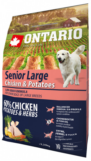 Sausā barība suņiem - Ontario Dog Senior Large Chicken and Potatoes, 12 kg