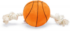 Beeztees rotaļlieta suņiem plīša Basketbola bumba ar virvi 27cm oranža