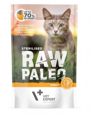 RAW PALEO STERILISED konservi kaķiem ar tītaru 100g x 12