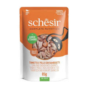 Schesir Pouch Tuncis un garneles želejā 6 x 85g