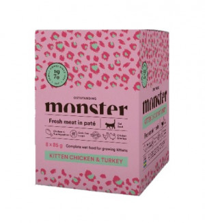 Monster Cat Pouches Kitten Chicken/Turkey 8x85g