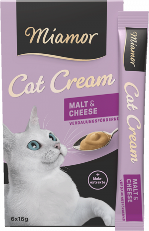 Miamor Malt Cream Kase gardums ar sieru kaķiem spalvas izvadīšanai 6x16g