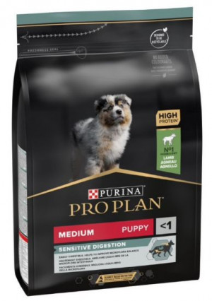 PRO PLAN Medium Puppy Sensitive Digestion OptiDigest - sausā barība kucēniem ar jutīgu gremošanu 3kg