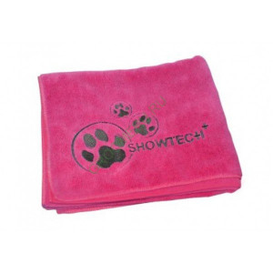 Show Tech+ Dry Dude Hot Pink Pet Towel For Dogs And Cats, L - Mikrošķiedru dvielis ar izšuvumiem ar kapuci ,rozā